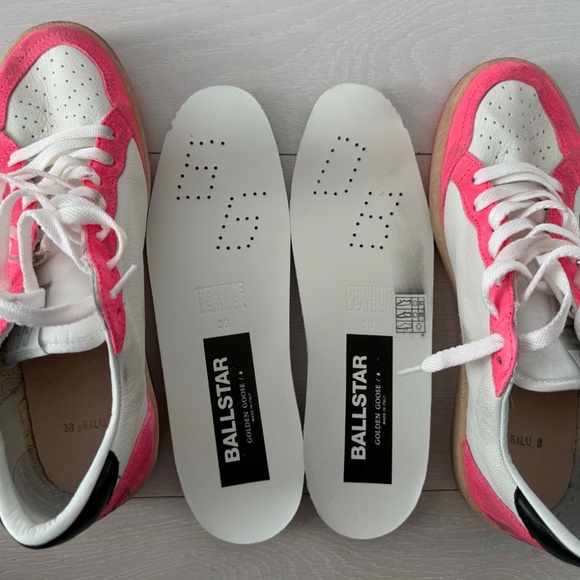Golden Goose Ball Star Sneaker White Leather/Pink/Metallic 38/8 NIB - Picture 5 of 10